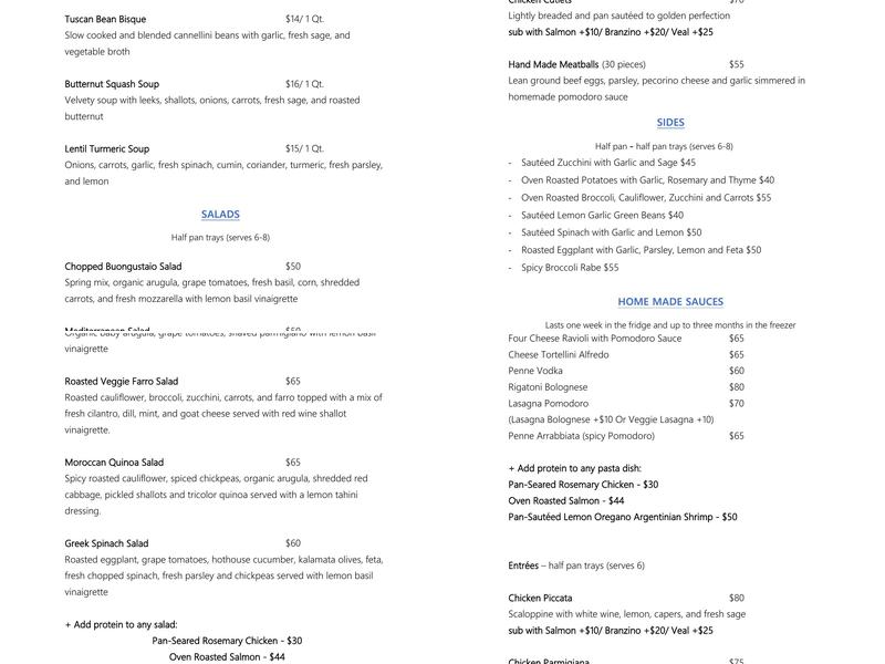 Cappelli's Kitchen Menu