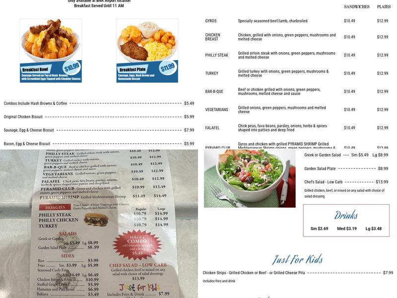 Pyramids Cafe Menu