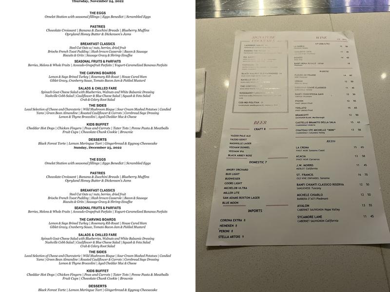 Conservatory Wine Bar Menu