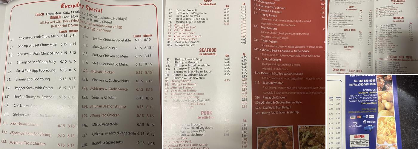 China Castle Menu