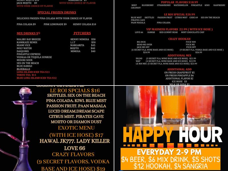 LE ROI LOUNGE AND BAR Menu