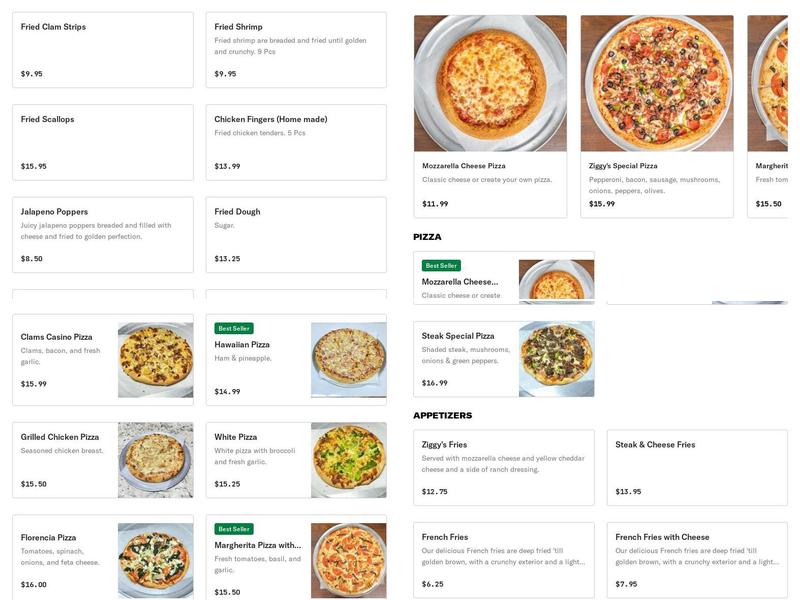 Ziggy's Pizza Restaurant Menu