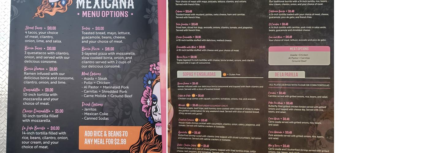 La Jefa Mexicana Menu