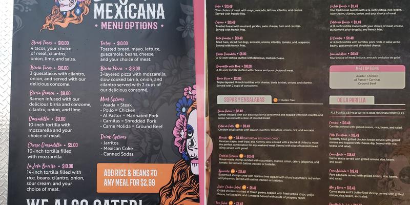 La Jefa Mexicana Menu