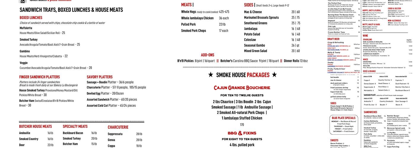 Cochon Butcher Menu