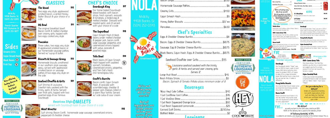Wakin' Bakin' Menu