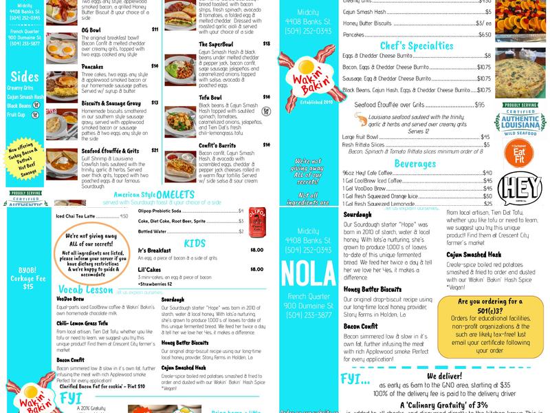 Wakin' Bakin' Menu