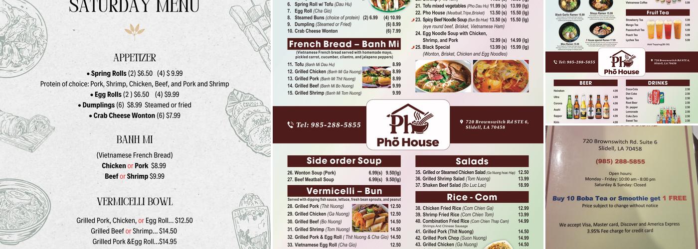 Phở House Menu