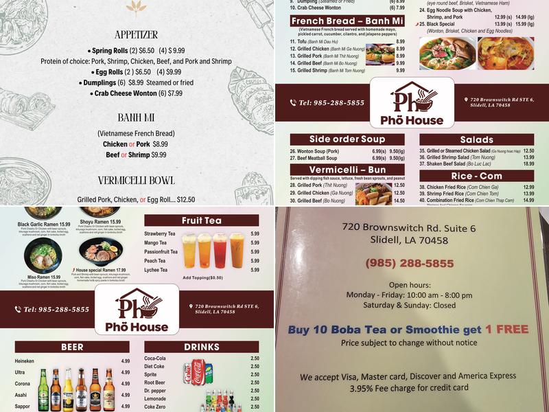Phở House Menu