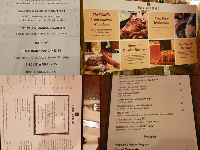 Fountain Lounge Menu