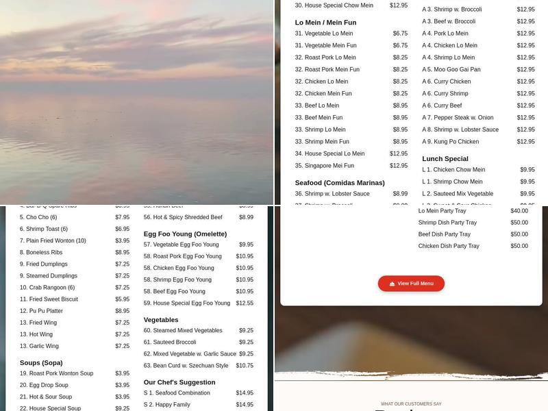 China House Menu