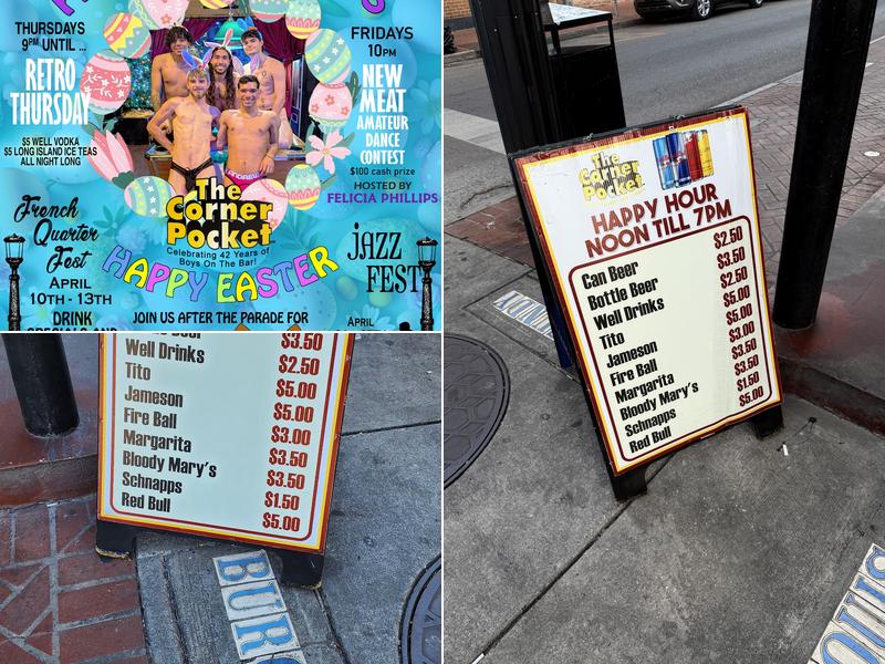 The Corner Pocket Menu