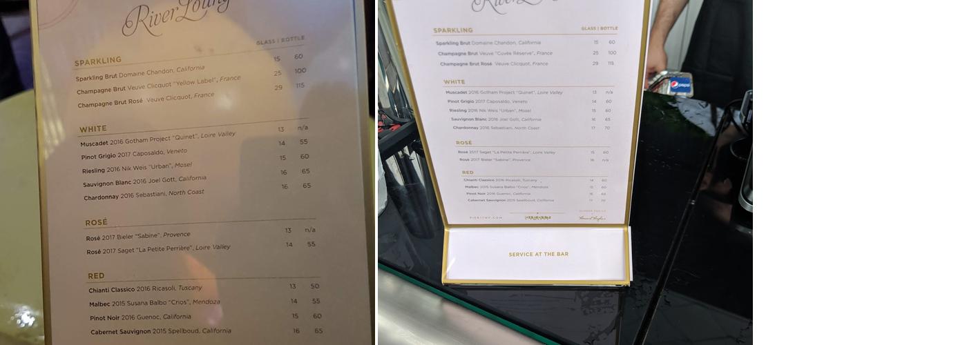 Heineken Riverdeck Menu