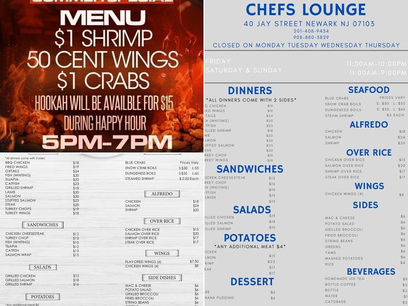 CHEFS LOUNGE llc Menu
