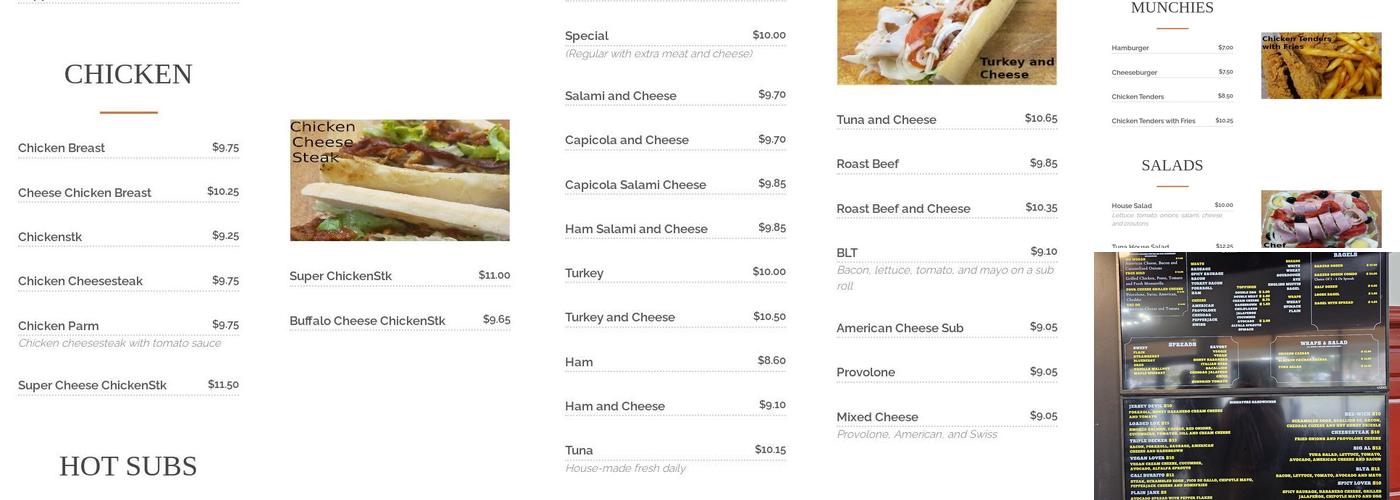 Vic's Subs Menu