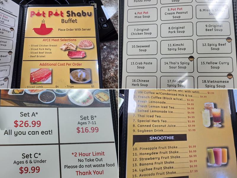 Pot Pot Shabu Buffet Menu