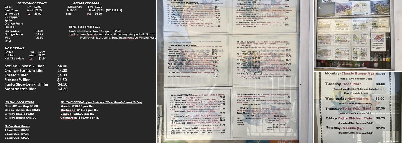 Taqueria Mexicana Menu