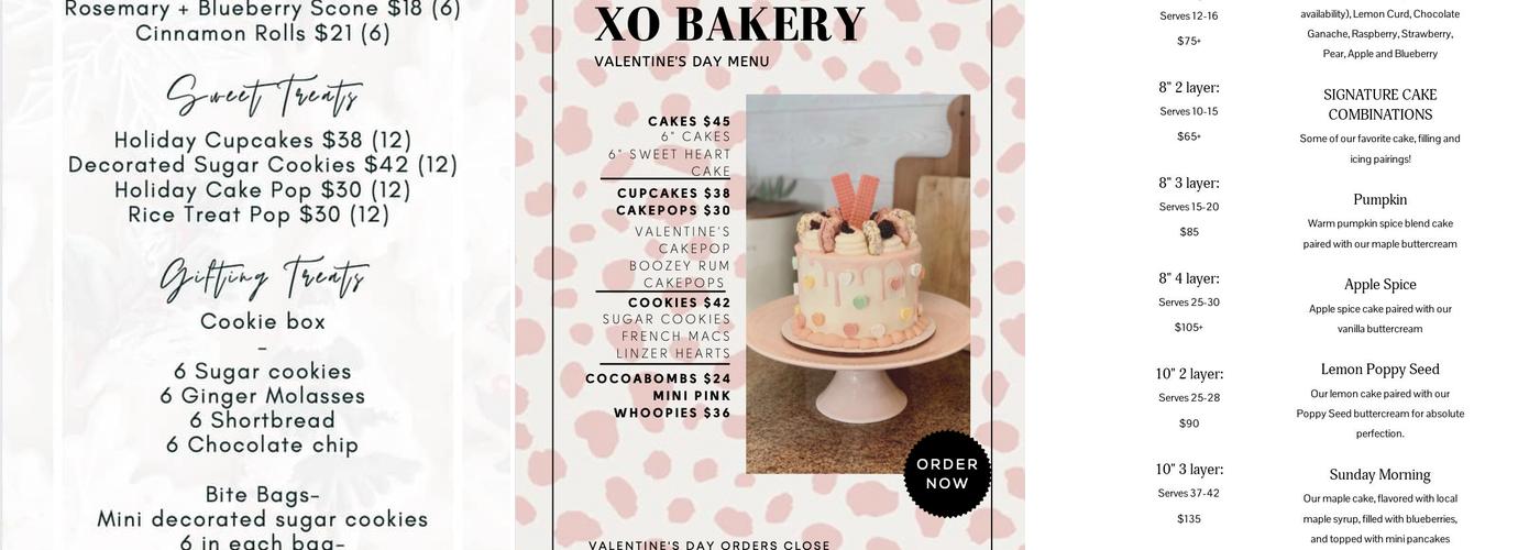 XO Bakery Menu