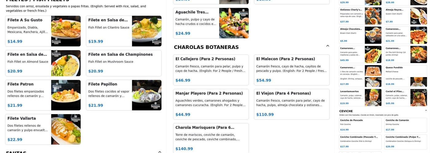 La Mariscada De Charly Menu