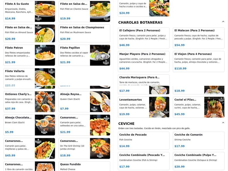 La Mariscada De Charly Menu