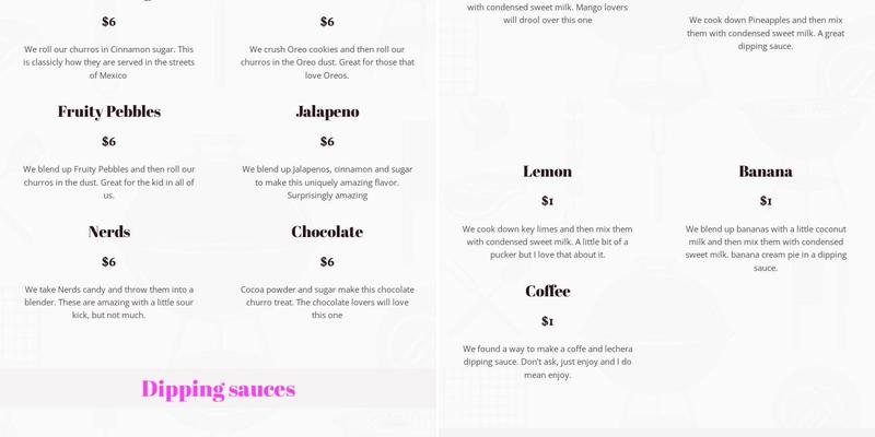 Churreria La Linea Menu