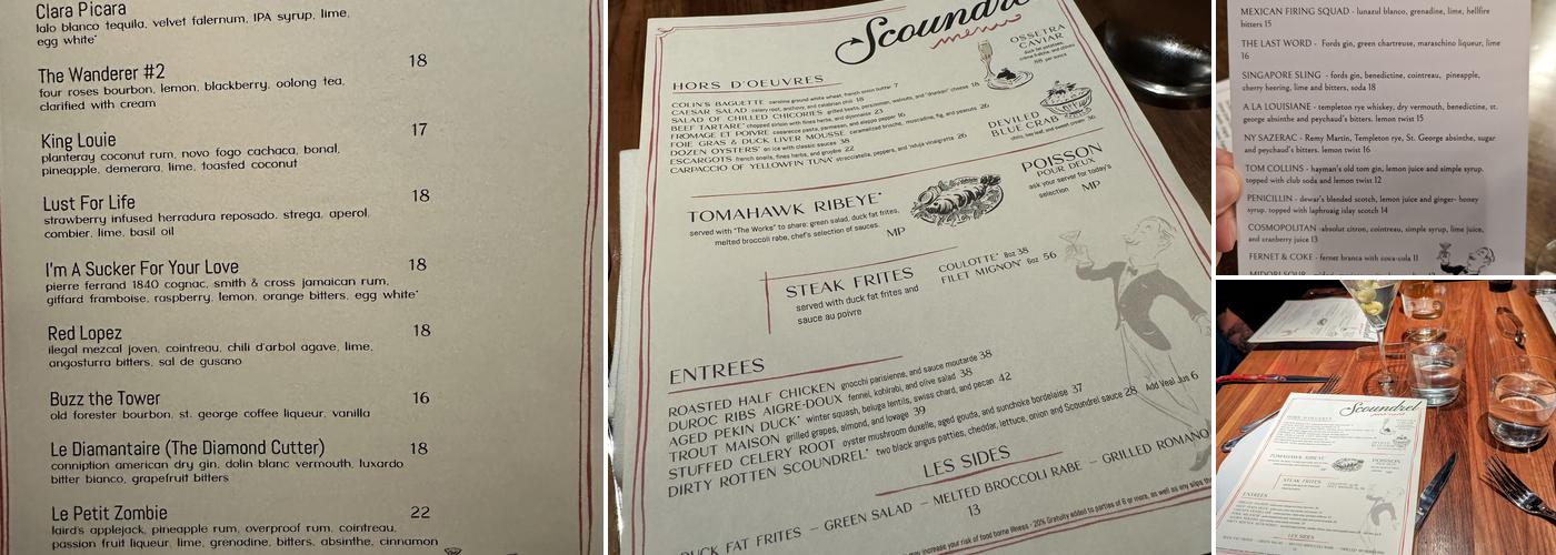 Scoundrel Menu