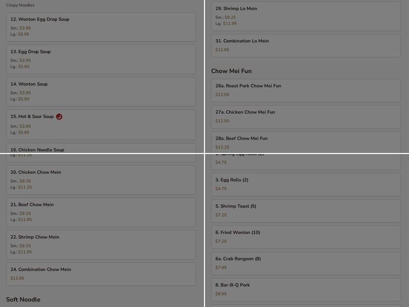 China Spring Restaurant Menu