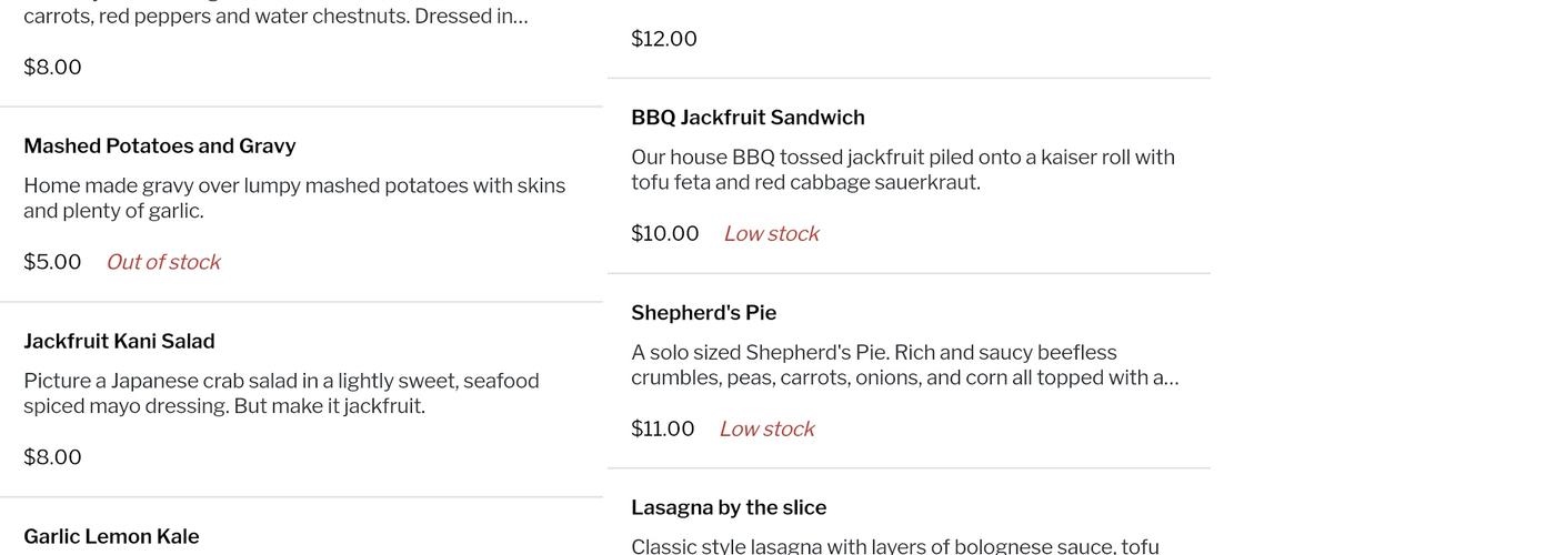 Tom Cat's Kitchen Menu