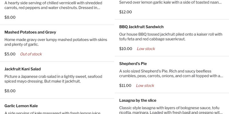 Tom Cat's Kitchen Menu