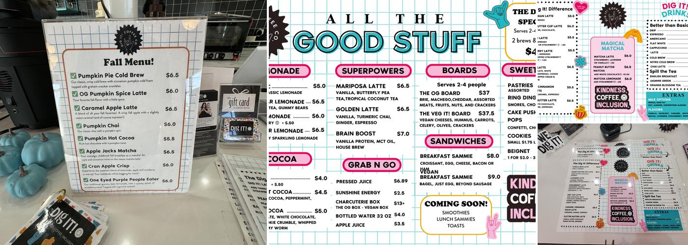 Dig It! Coffee Co. Menu