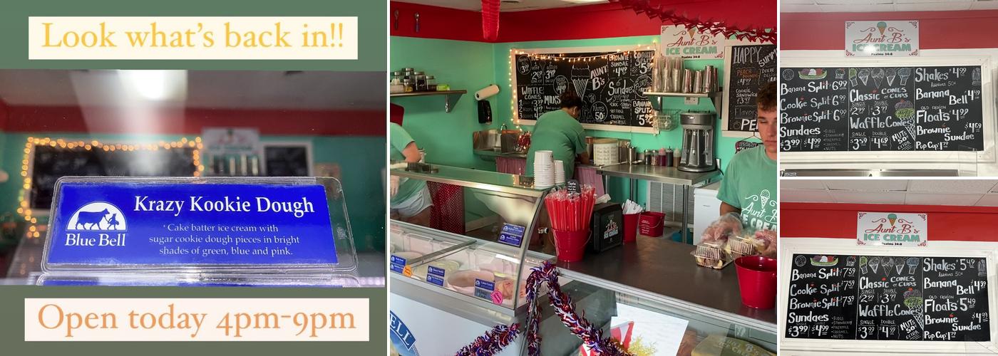 Aunt B's Ice Cream Menu