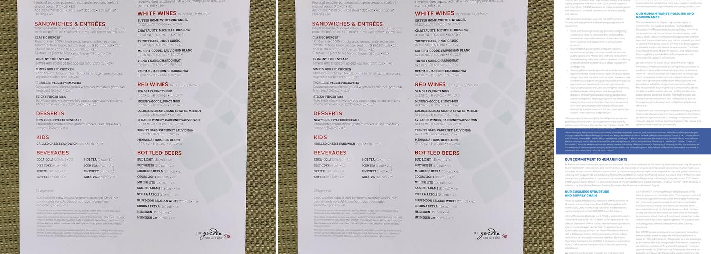 The Garden Grille and Bar Menu