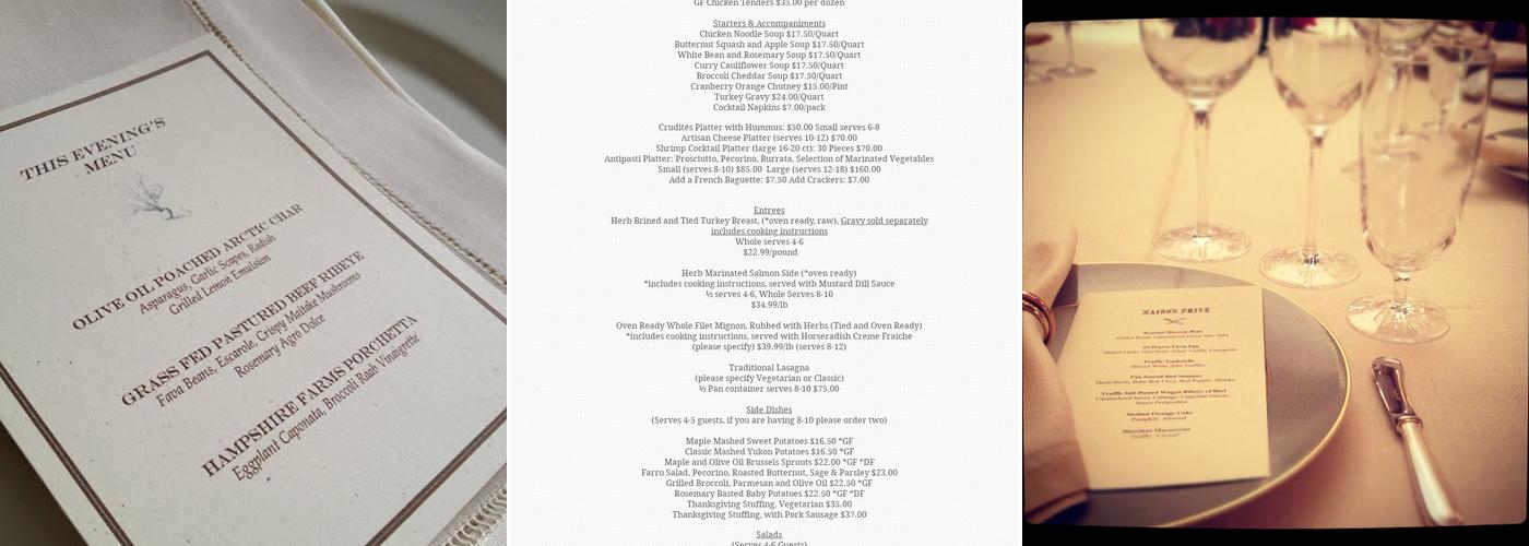 Maison Prive Chefs Menu