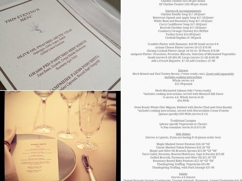 Maison Prive Chefs Menu