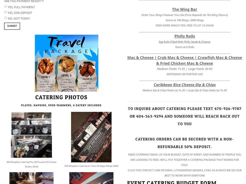 Lit Ass Wings Menu
