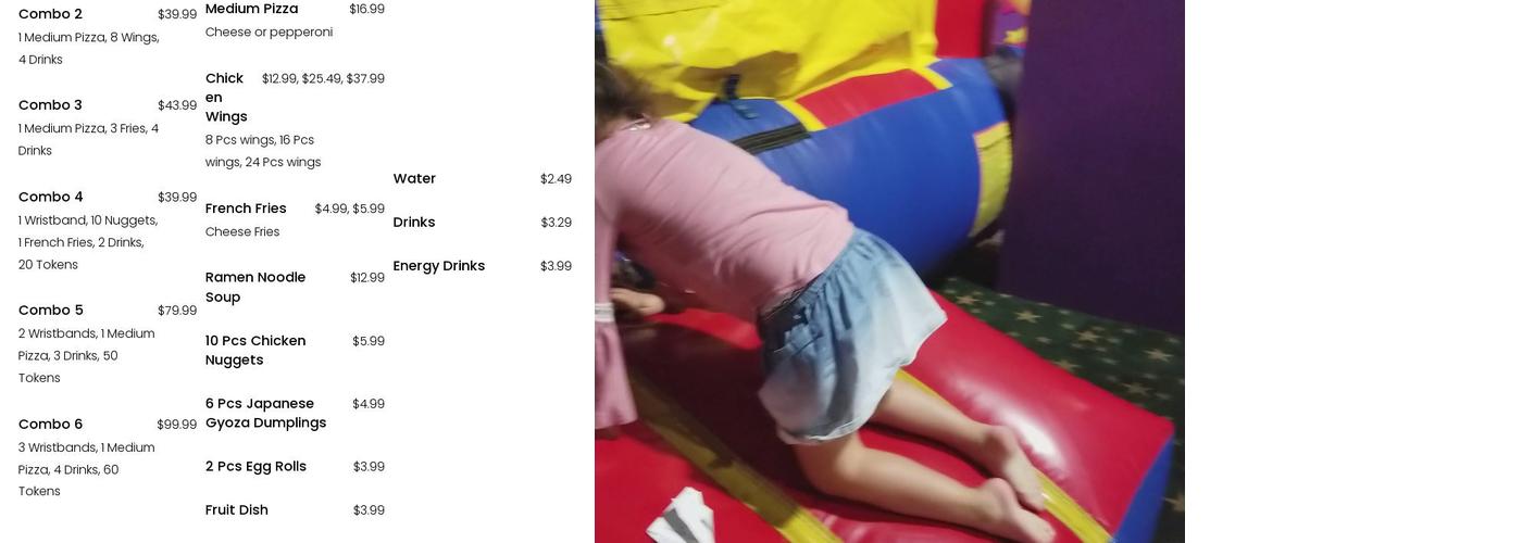 Happy's Family Fun Center Menu