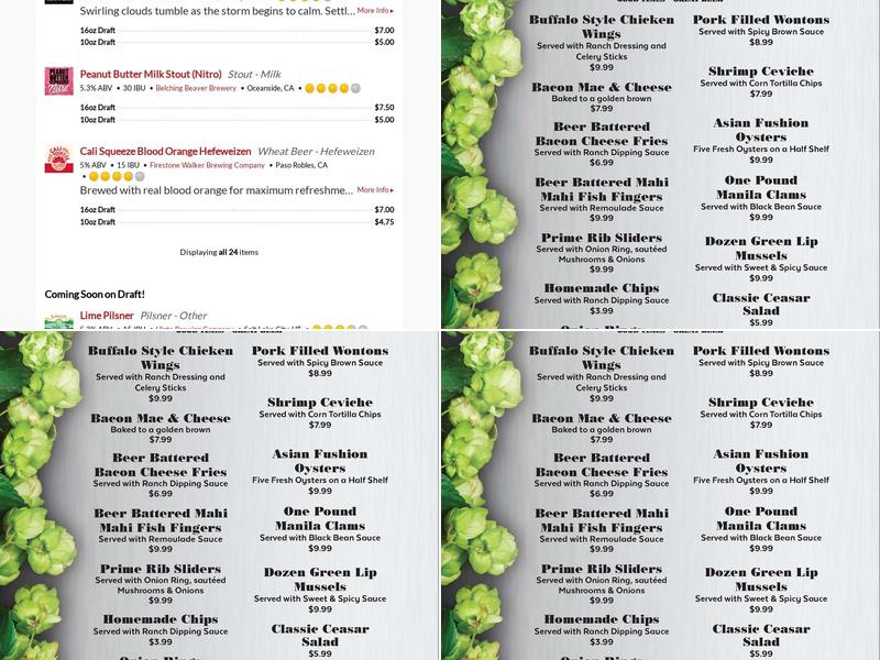 Craft 55 Menu
