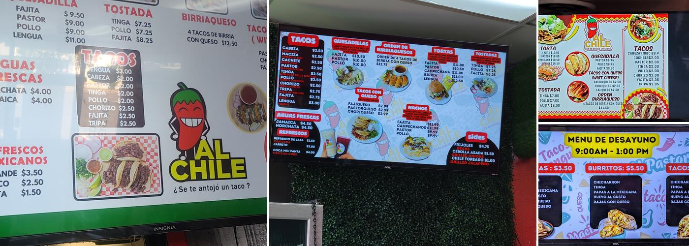 AL CHILE TAQUERIA Menu