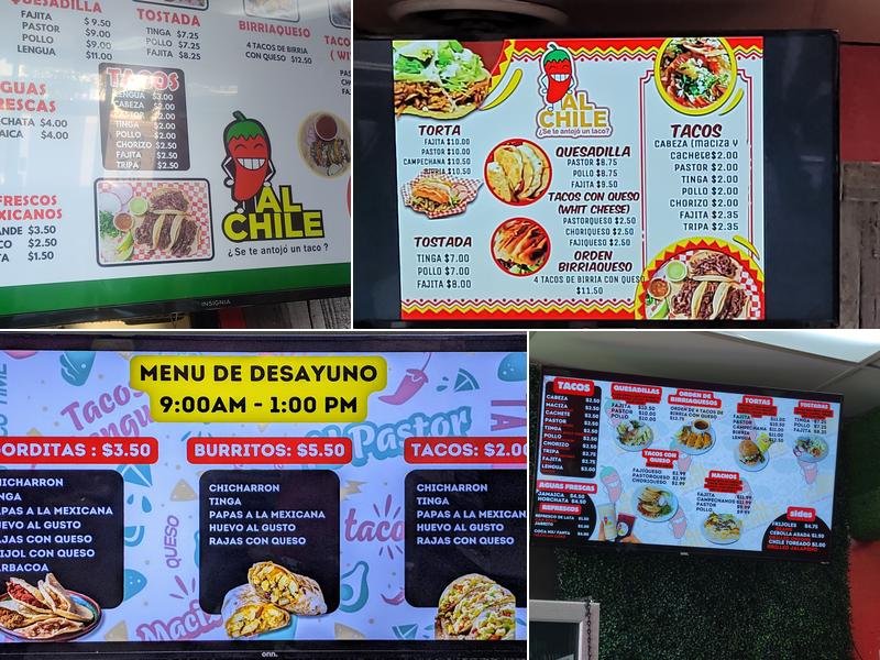 AL CHILE TAQUERIA Menu