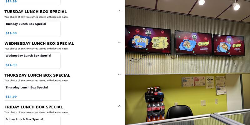 Curry In A Hurry Menu