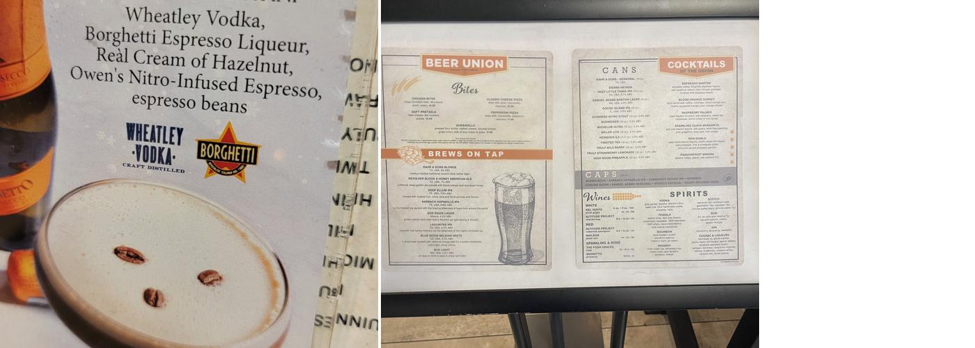 Beer Union Menu
