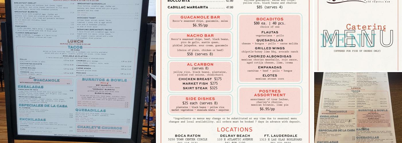 Rocco's Tacos and Tequila Bar Menu