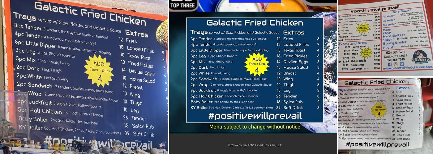 Galactic Fried Chicken Menu