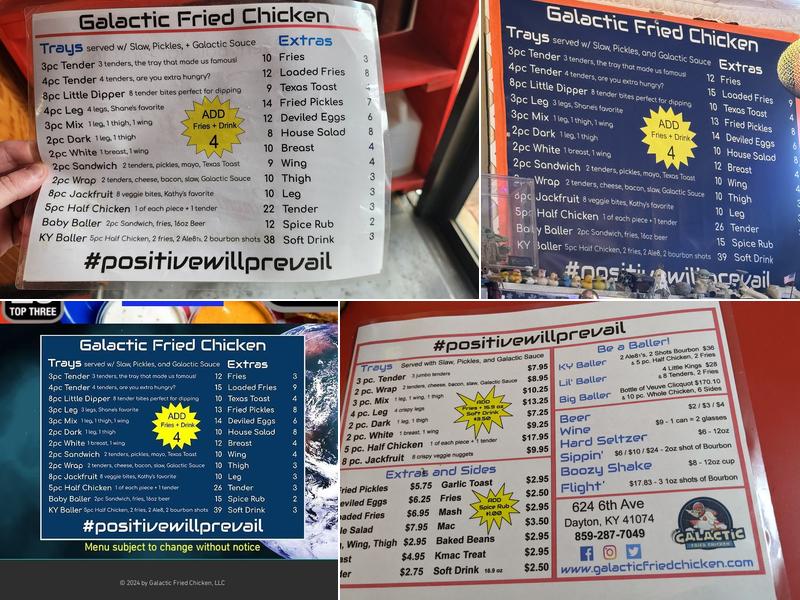 Galactic Fried Chicken Menu