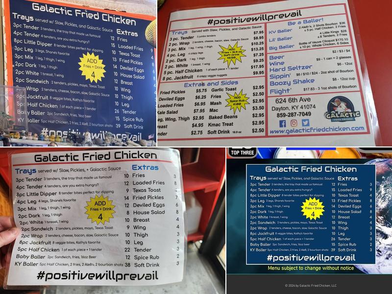 Galactic Fried Chicken Menu