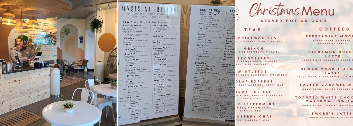 Oasis Nutrition Menu