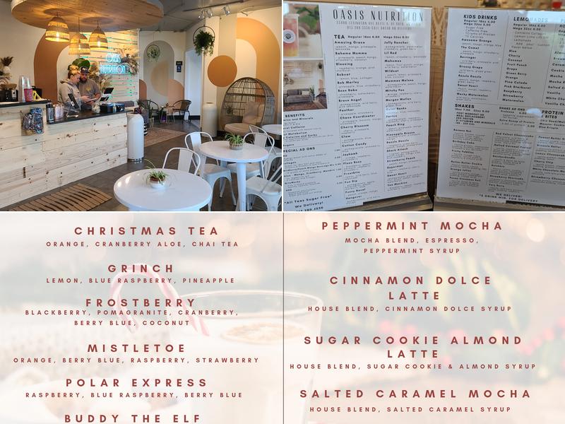 Oasis Nutrition Menu
