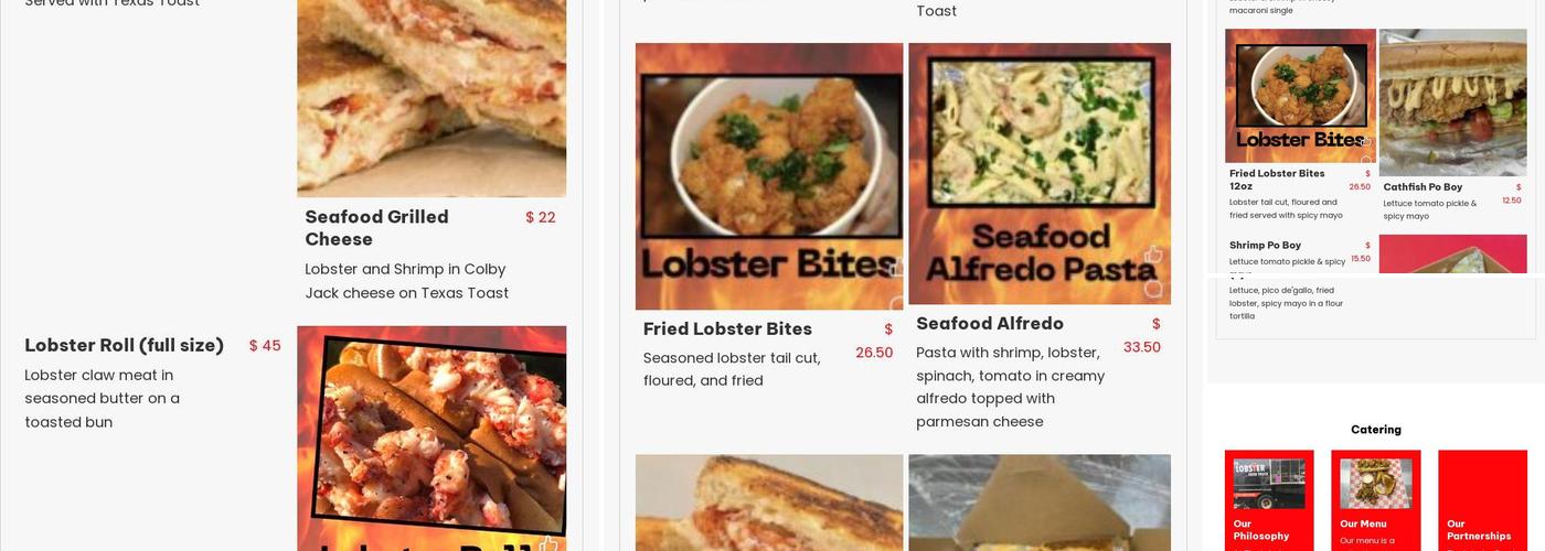 The Lobster Pitstop Menu