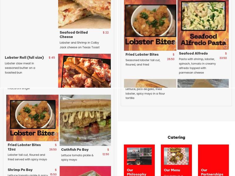 The Lobster Pitstop Menu