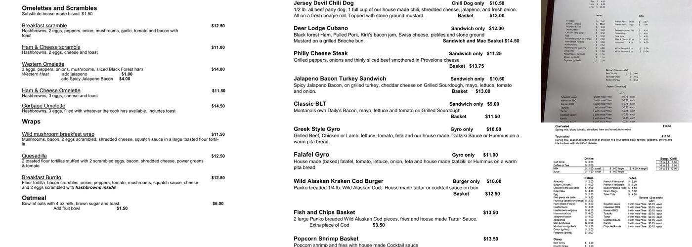 K&M burgers and more Menu